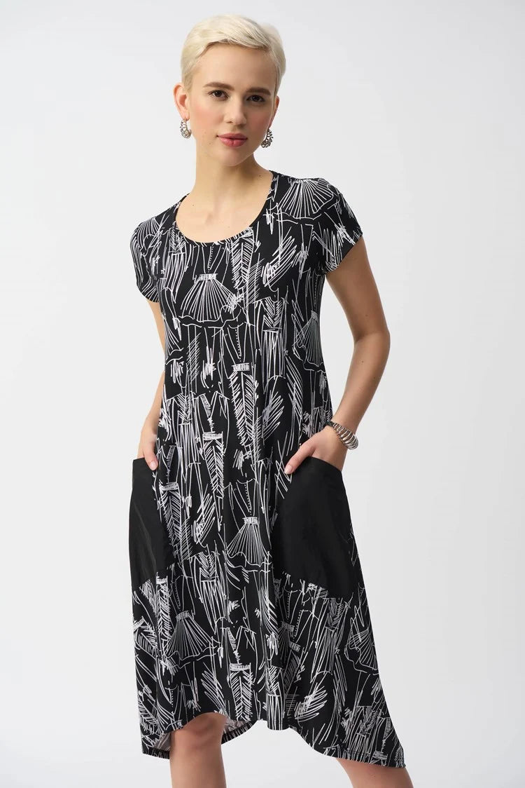 JOSEPH RIBKOFF - Silky Knit Conversational Print Cocoon Dress