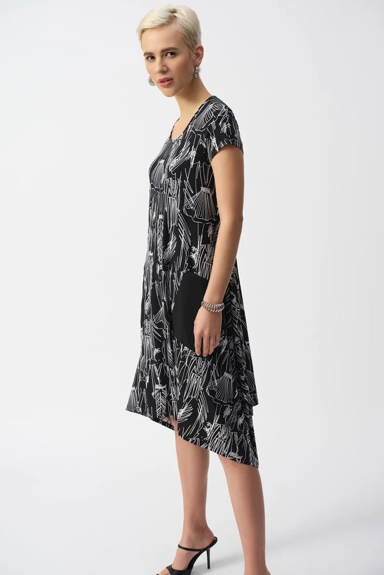 JOSEPH RIBKOFF - Silky Knit Conversational Print Cocoon Dress