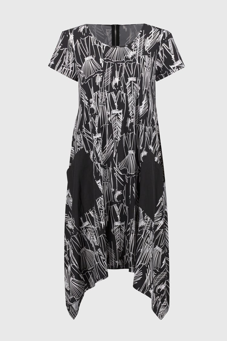 JOSEPH RIBKOFF - Silky Knit Conversational Print Cocoon Dress