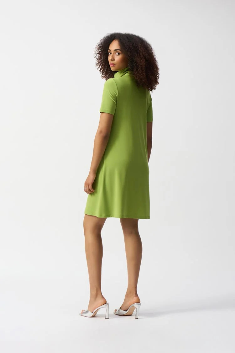 JOSEPH RIBKOFF - Silky Knit Zipped Collar Trapeze Dress