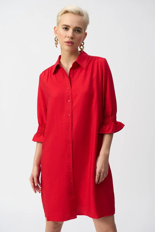 JOSEPH RIBKOFF - Poplin Button Front Shirt Dress