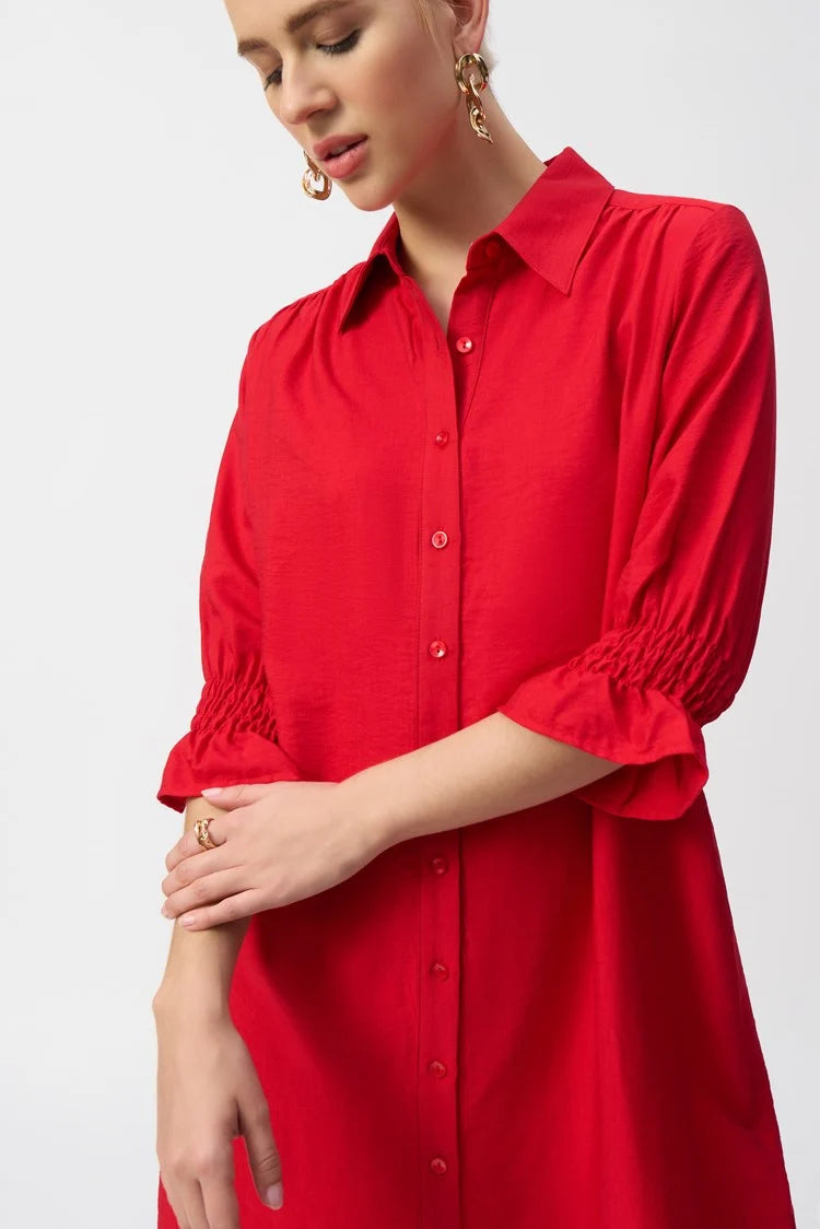 JOSEPH RIBKOFF - Poplin Button Front Shirt Dress