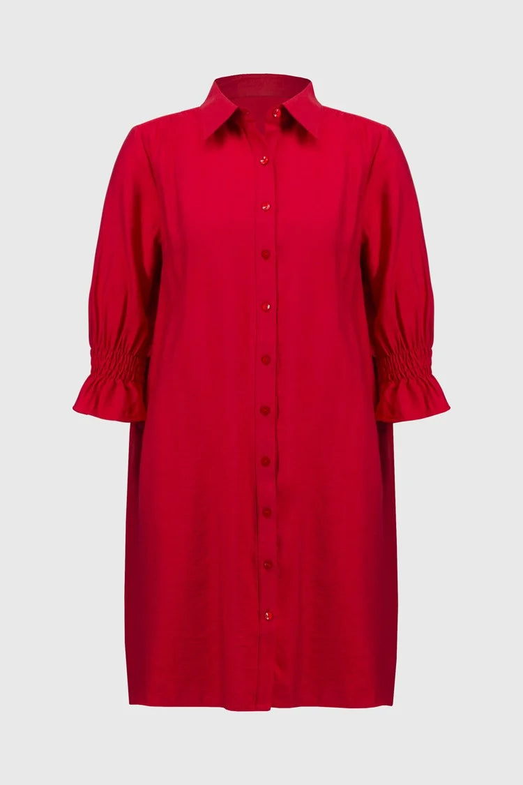 JOSEPH RIBKOFF - Poplin Button Front Shirt Dress