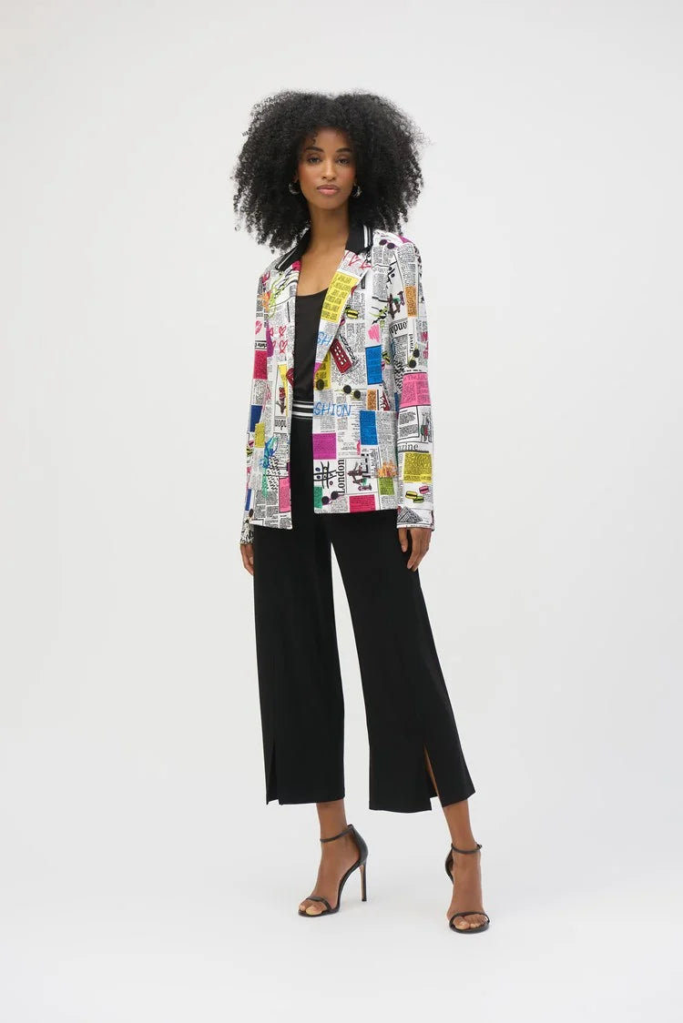 JOSEPH RIBKOFF - Silky Knit Word Print Blazer