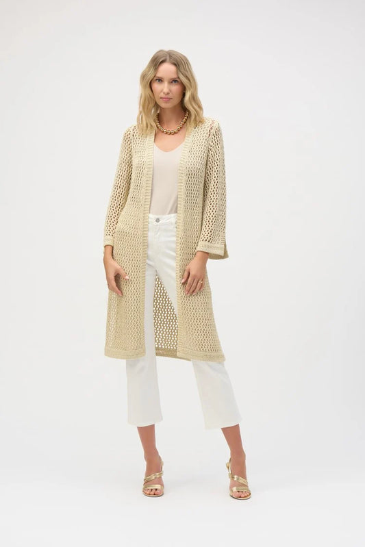 JOSEPH RIBKOFF - Sweater Knit Open Stitch Cover-Up with Metal Fibres