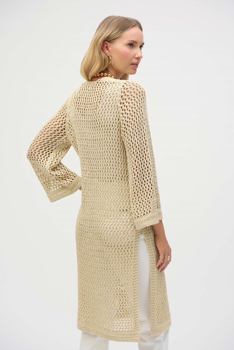 JOSEPH RIBKOFF - Sweater Knit Open Stitch Cover-Up with Metal Fibres