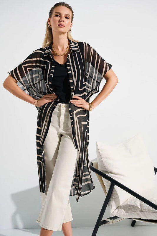 JOSEPH RIBKOFF  - Chiffon Geometric Print Blouse