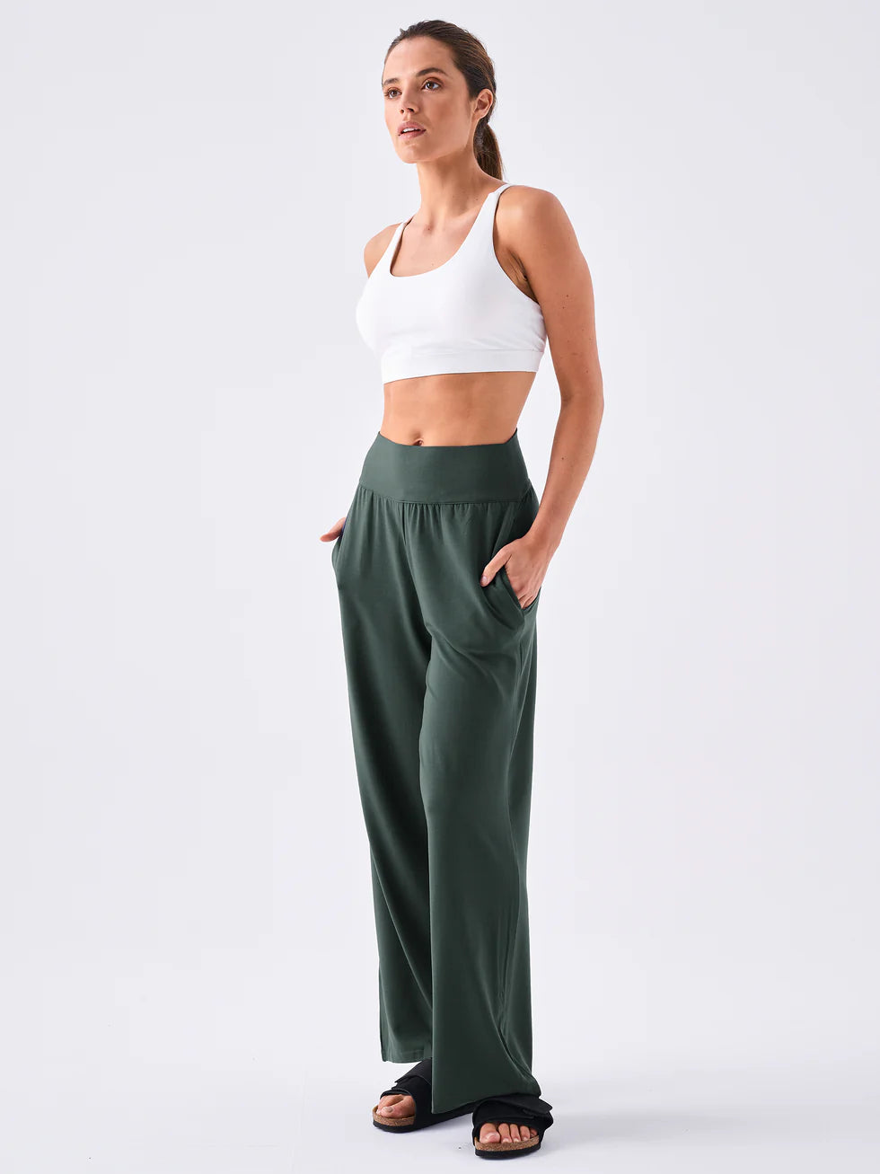 DHARMA BUMS - Nomad Modal Wide Leg Pants (Forest Green)