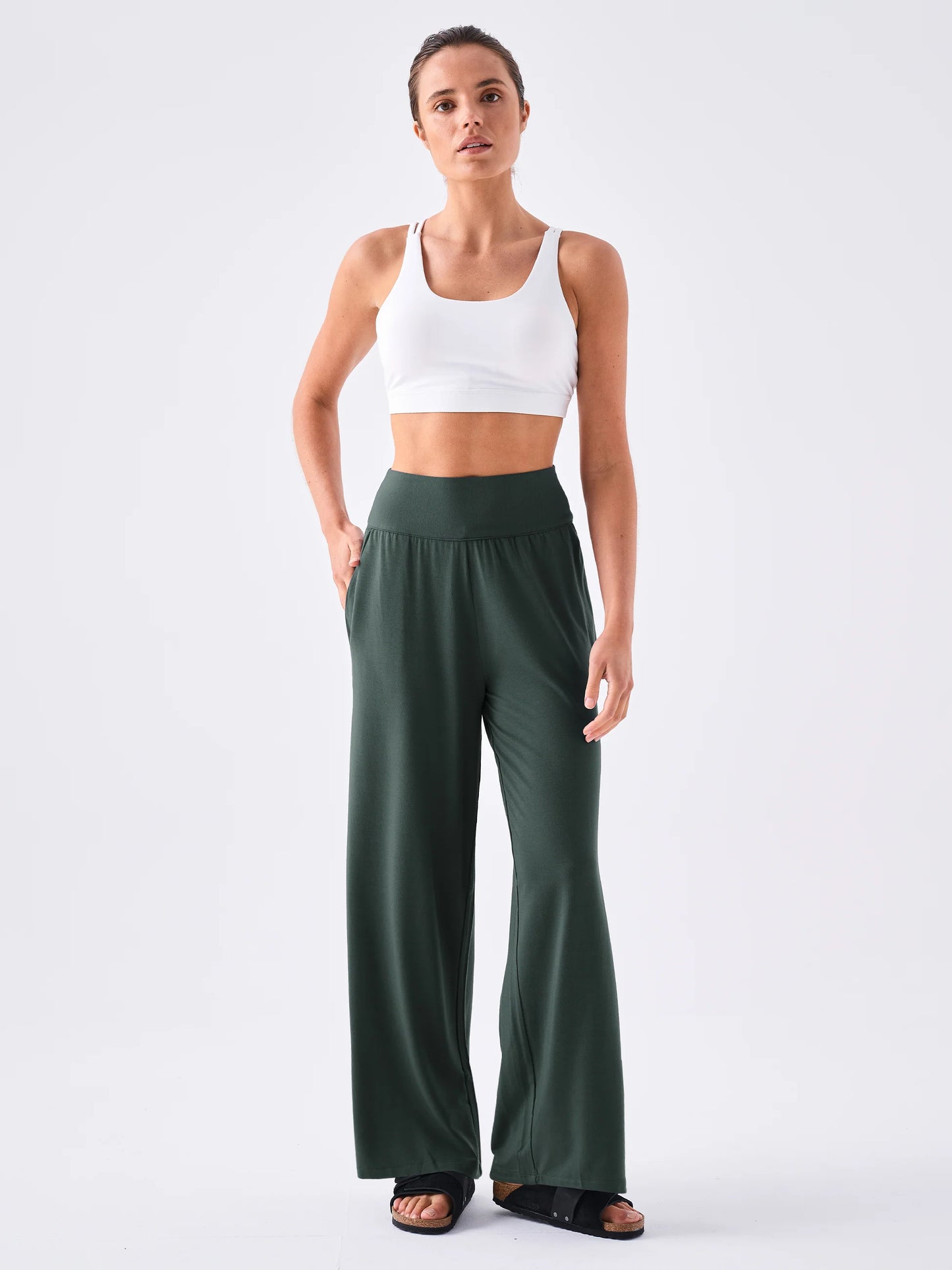 DHARMA BUMS - Nomad Modal Wide Leg Pants (Forest Green)