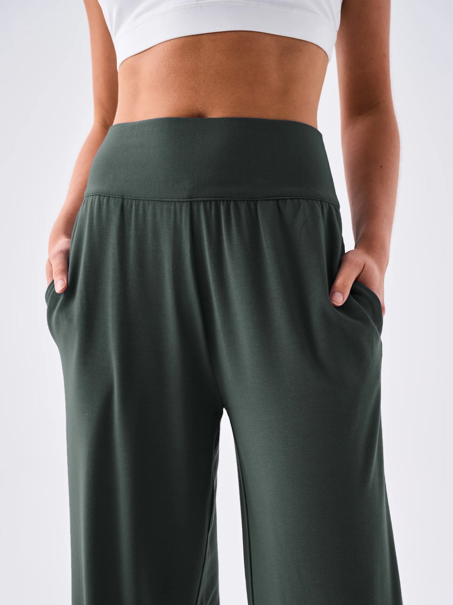 DHARMA BUMS - Nomad Modal Wide Leg Pants (Forest Green)