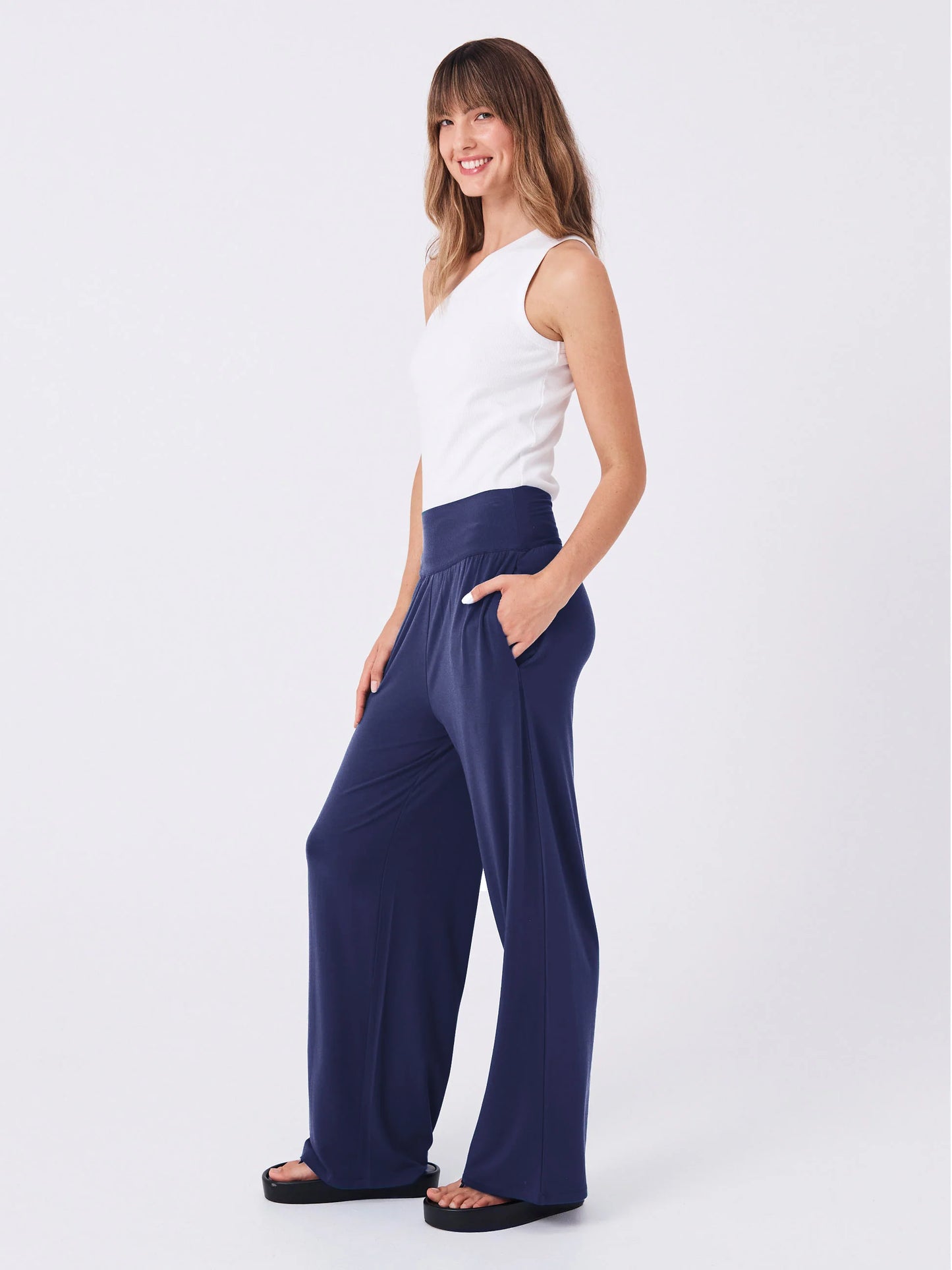 DHARMA BUMS - Nomad Modal Wide Leg Pants (Navy)