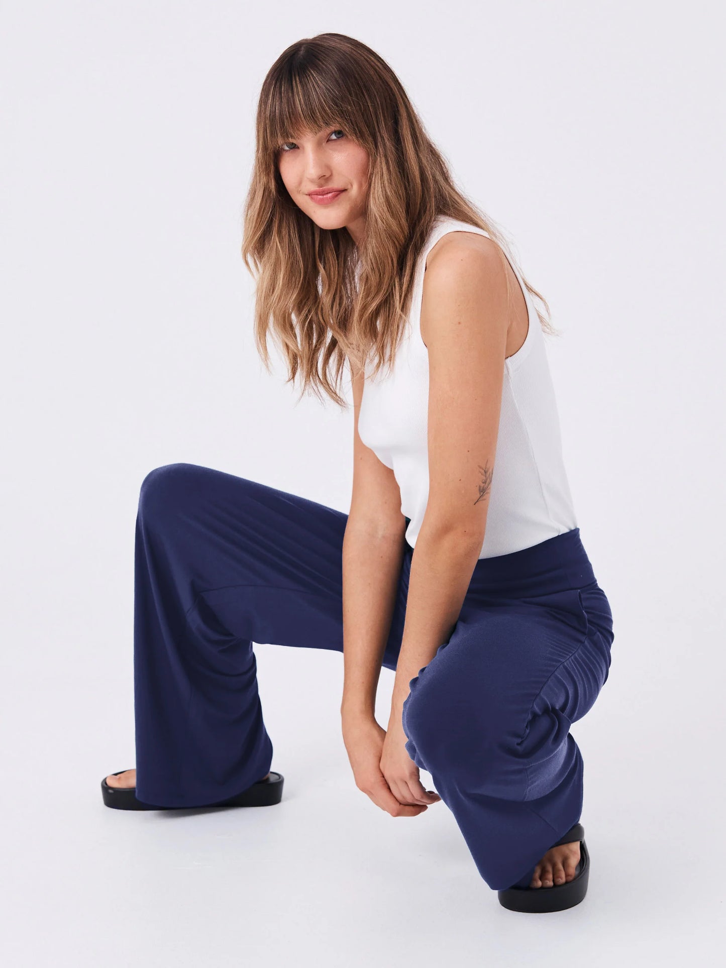 DHARMA BUMS - Nomad Modal Wide Leg Pants (Navy)