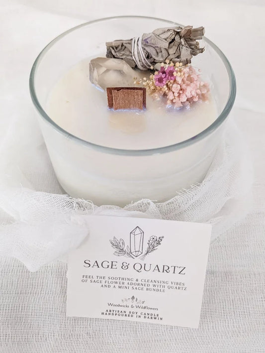 WOODWICKS AND WILDFLOWERS - Sage & Quartz Candle