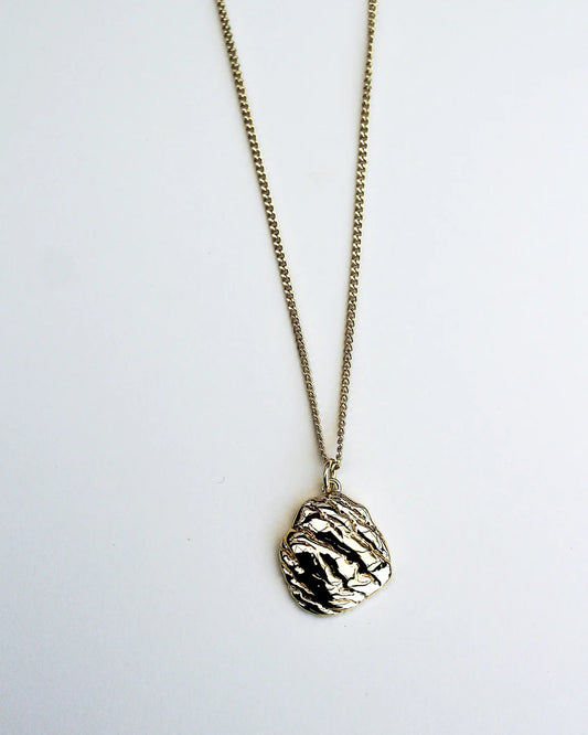 F&H STUDIOS - Oyster Shell Coin Necklace: Brass + 18k Gold Plating