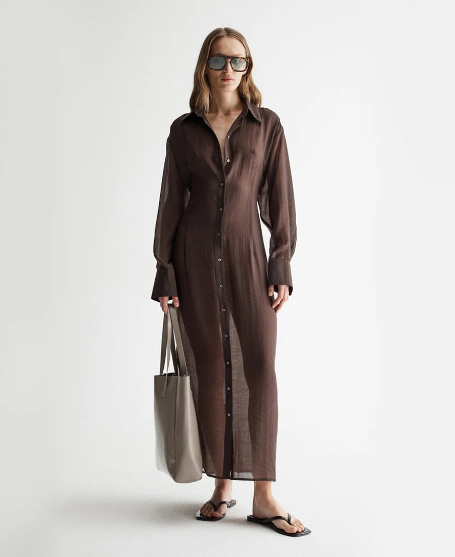 ELKA COLLECTIVE - Bodhi Shirt Dress Chocolate