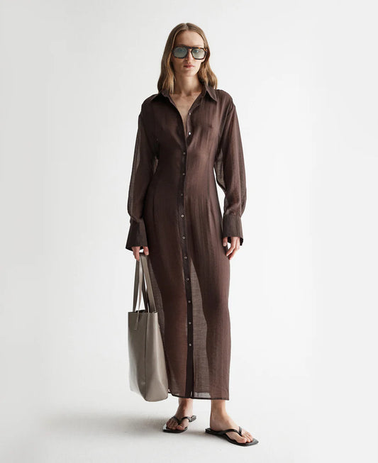 ELKA COLLECTIVE - Bodhi Shirt Dress Chocolate