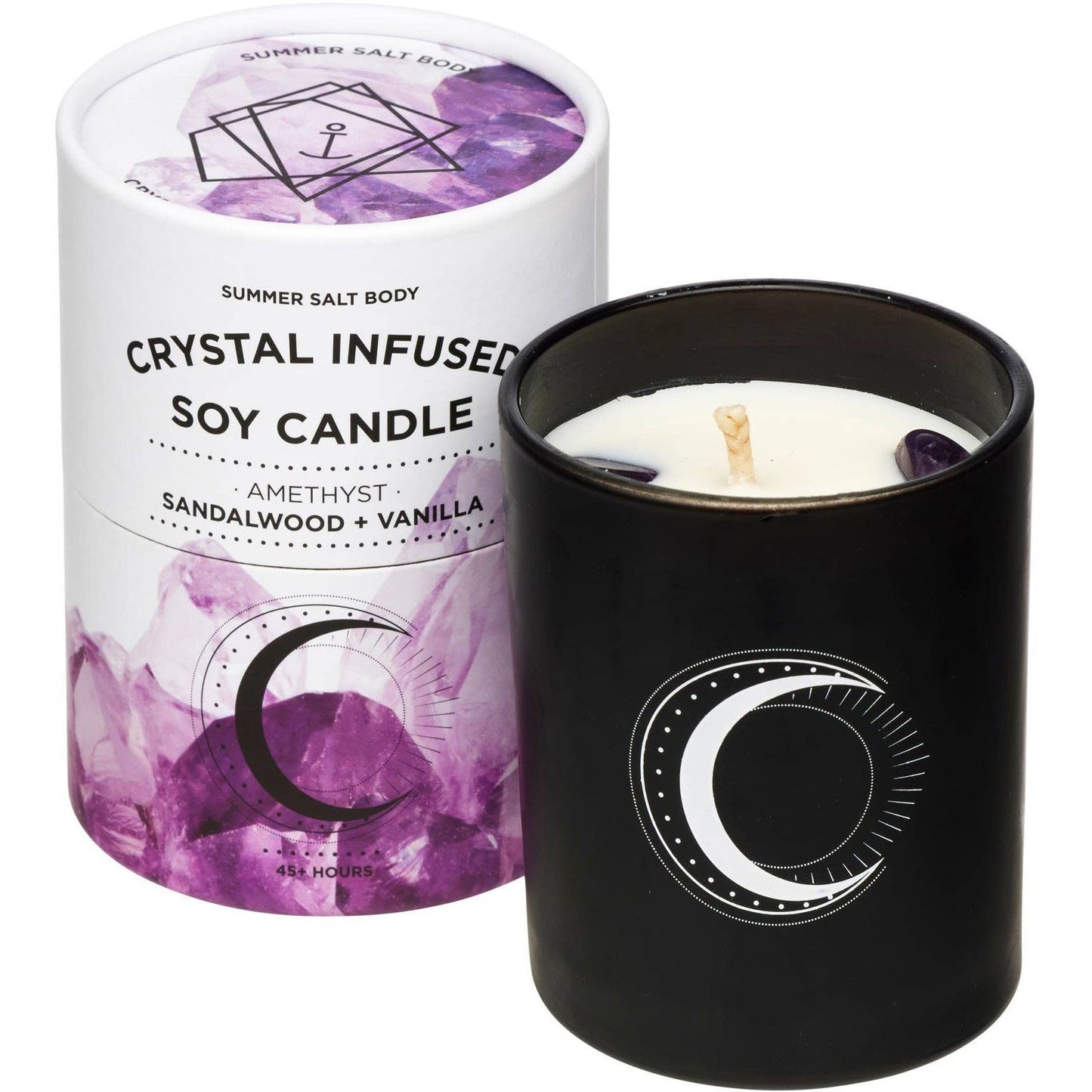 SUMMER SALT BODY - Soy Candle-Crystal Infused - Amethyst x Sandalwood & Vanilla