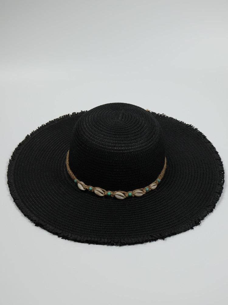 NAKOA THE LABEL - Floppy Cowrie Shell Sun Hat - Seychelles - Black