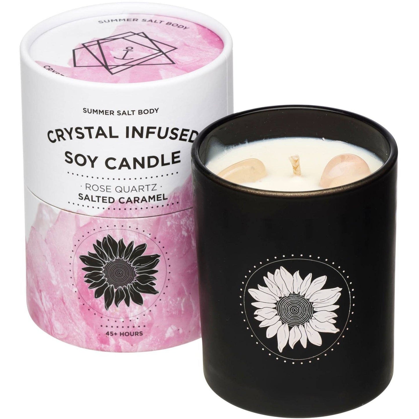 SUMMER SALT BODY - Soy Candle - Crystal Infused - Rose Quartz x Salted Caramel